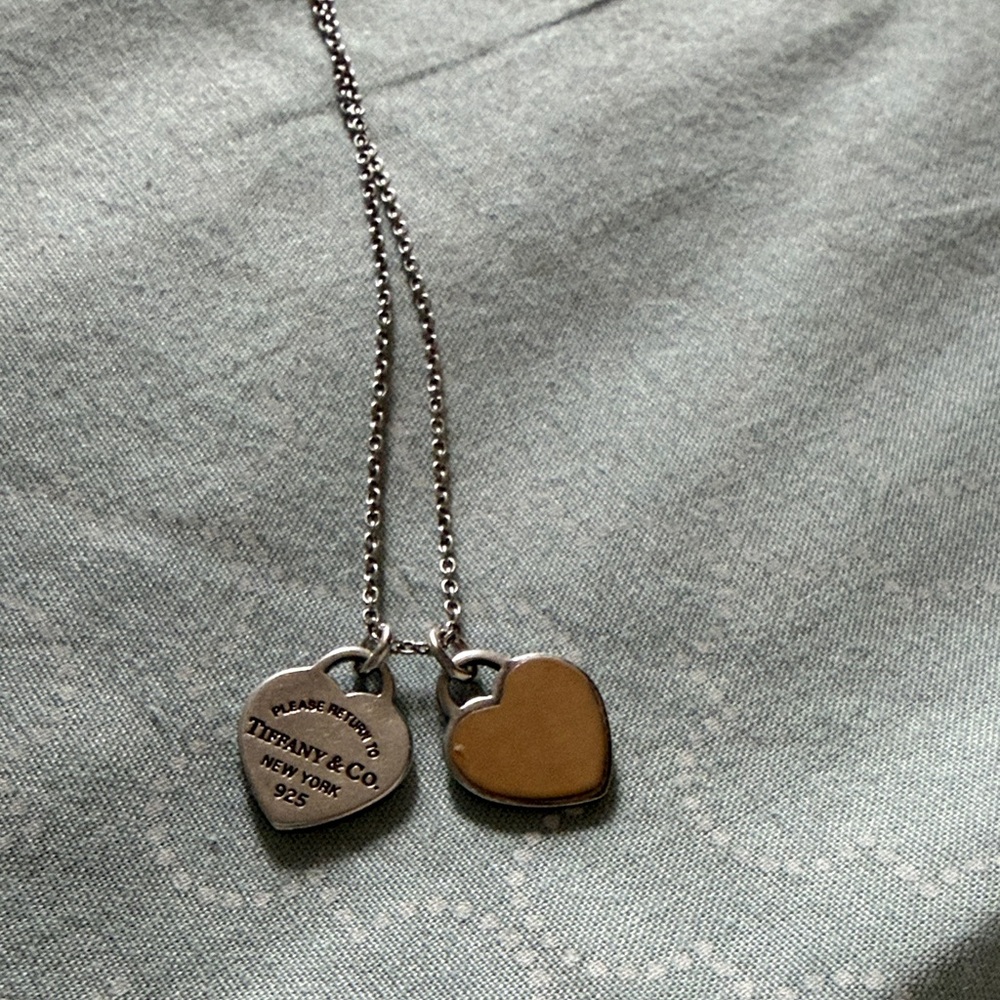 Tiffany &Co. Silver and Pink Heart Pendant Necklace